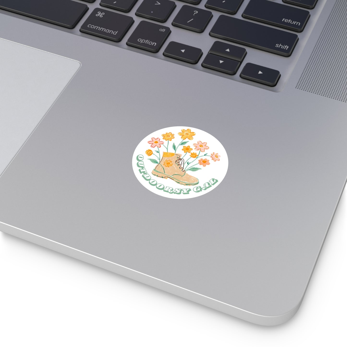 Outdoorsy Gal Flowers Hiking Boot Sticker